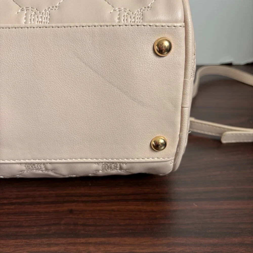 Juicy Couture Tie The Knot Satchel Sandstone Pink Bow Faux Pearl Charm Chic